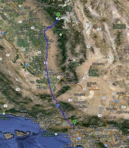 Sequoia NP to Burbank Map